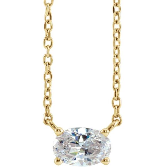 14K Yellow 1/4 CT Natural Diamond Solitaire 16-18 Necklace